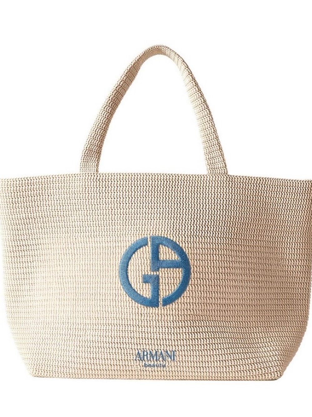 Armani Exchange Cream Tote with Blue Logo (GWP) approximately 19x13